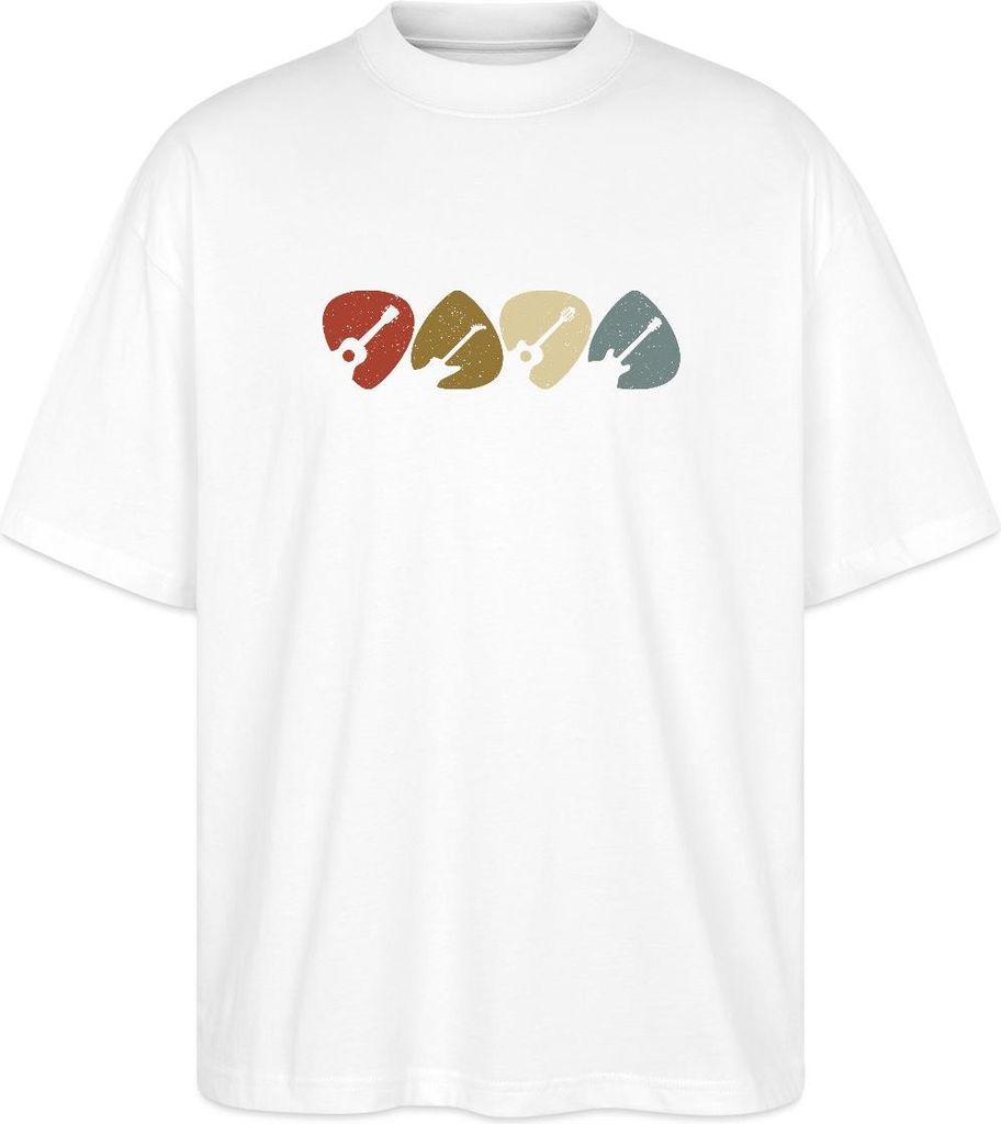 Spreadshirt Plektrum Retro Musik Motiv Oversize Uni T-Shirt, M, Weiß