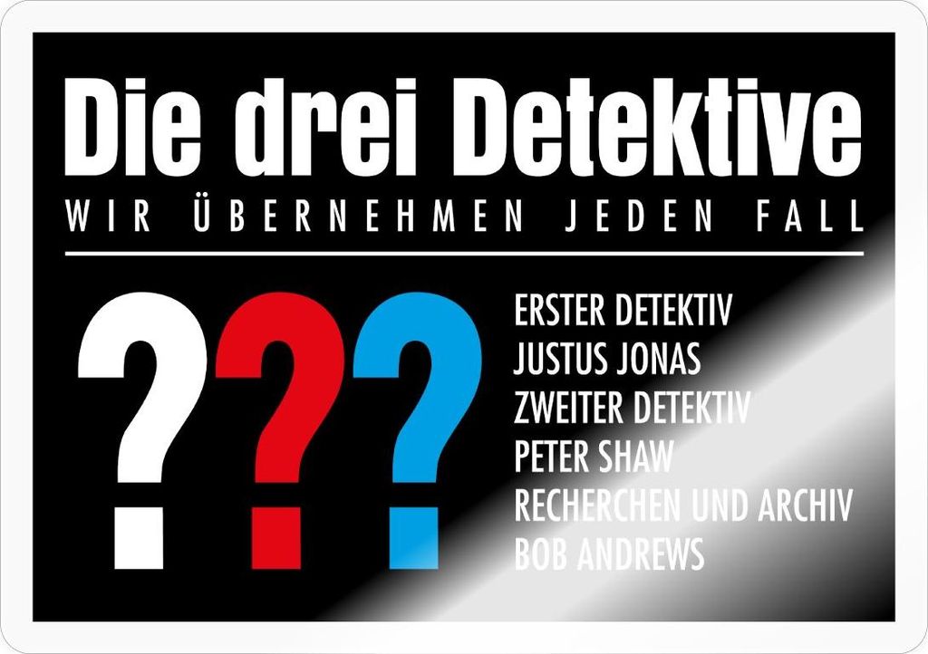 Spreadshirt Die Drei Fragezeichen Detektive Visitenkarte Sticker Sticker Aufkleber, 10 x 10 cm, Transparent glänzend