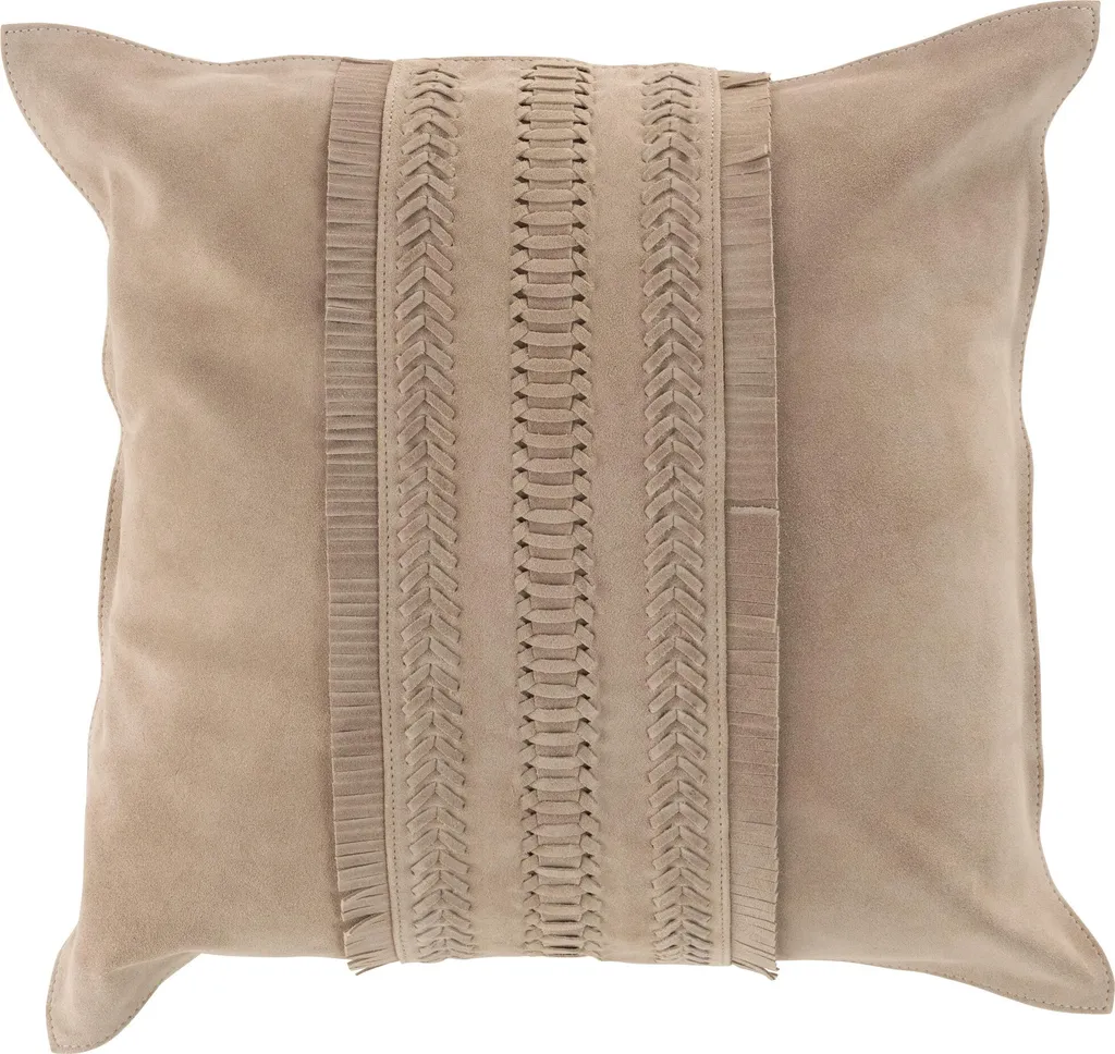J-Line Coussin Bord Carré en Cuir Gris Clair - Décoration Haut de Gamme - 5