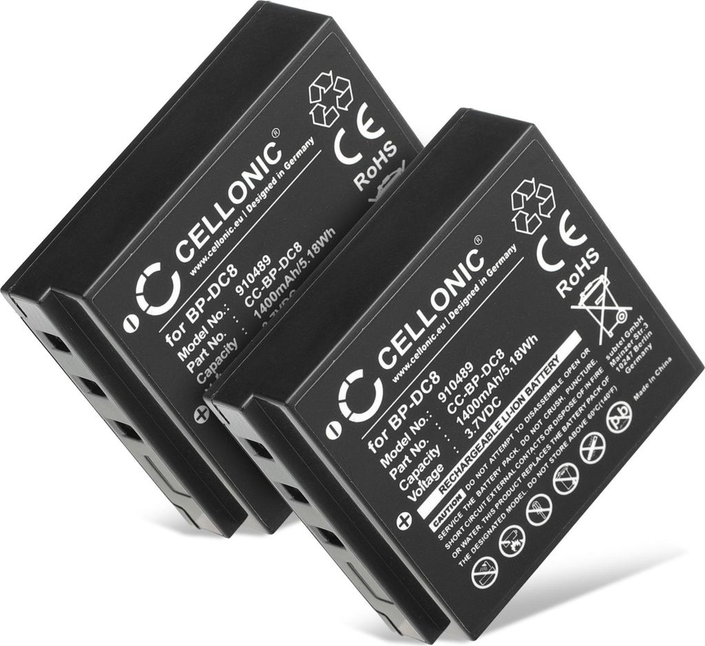 CELLONIC 2x Akku für Kamera Kompatibel mit Leica X1, X2, X (Typ 113), BP-DC8 - (1400mAh, 3.6V)
