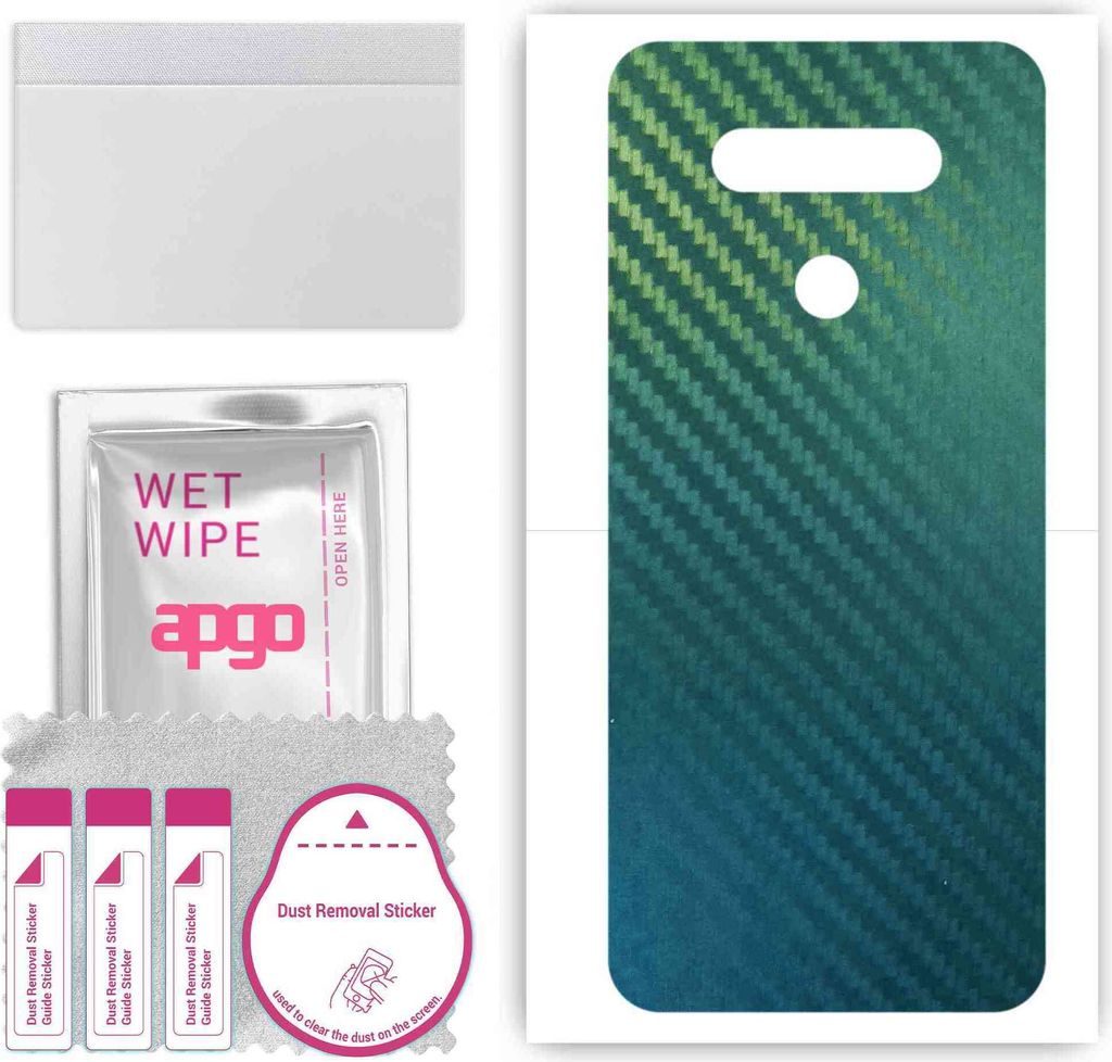 apgo Rückseite Schutzfolie, Skin, kompatibel mit LG Q51, Hinten Displayschutzfolie aus Vinylfolie, kratzfest, einfache Montage - Kohlenstoff-Cham...