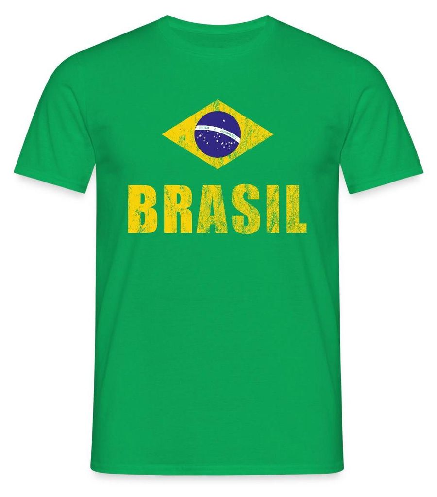 Spreadshirt Brasilien Fußball Retro Männer T-Shirt, L, Kelly Green