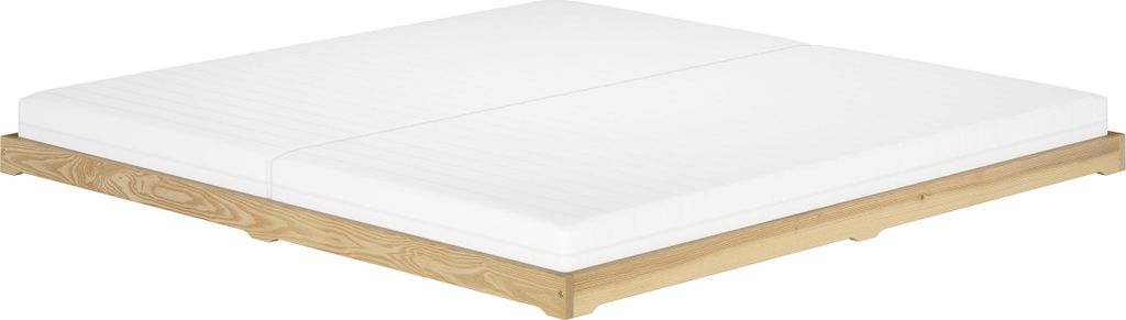 Extra großes und niedriges Futonbett 200x200 Holzbett Esche lackiert V-60.47E-20Rollrost und Matratze inkl.