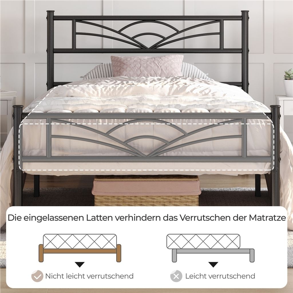 Yaheetech Metallbett Bettgestell Bettrahmen, Wolkenmuster Produktbild 4