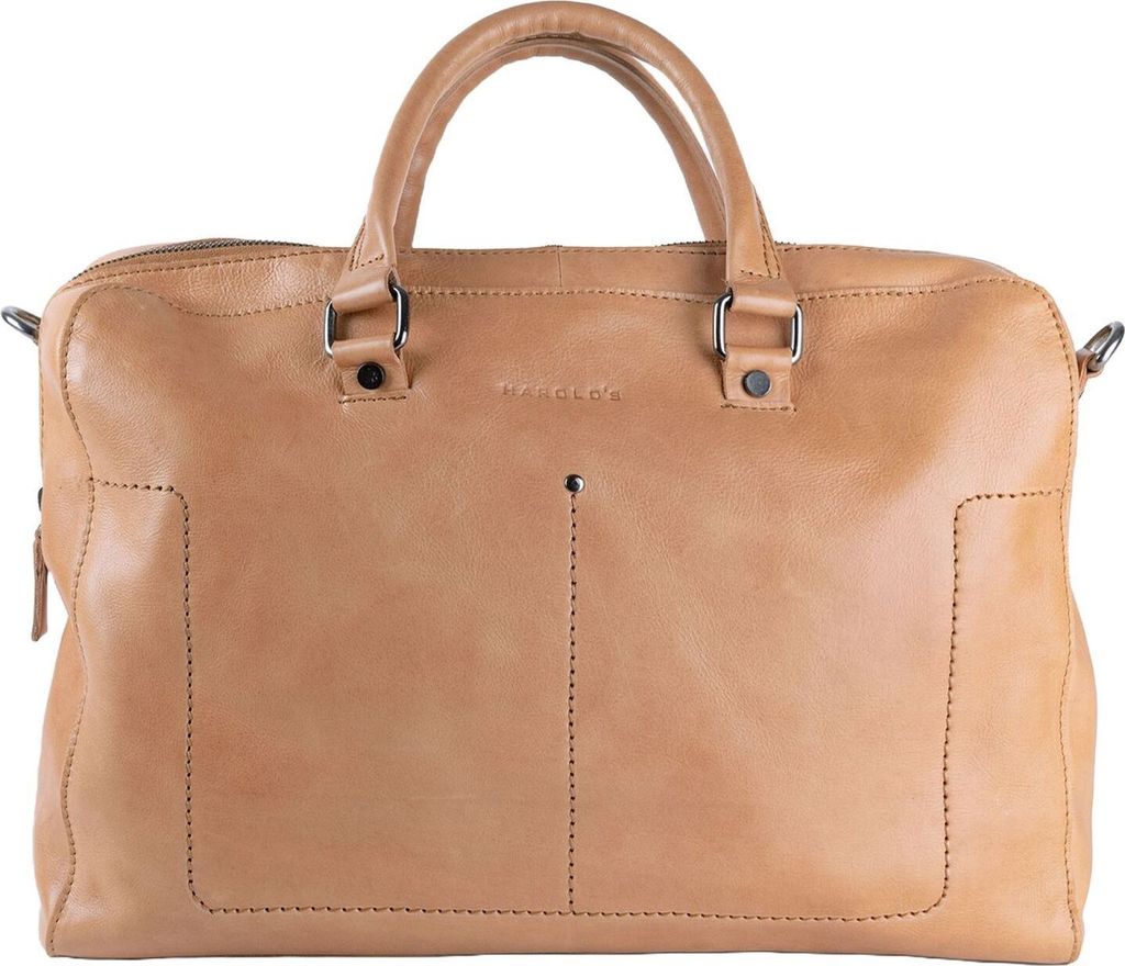 HAROLD'S Leder Businesstasche Laptoptasche mit Laptopfach Caugio Businessbag Camel hellbraun