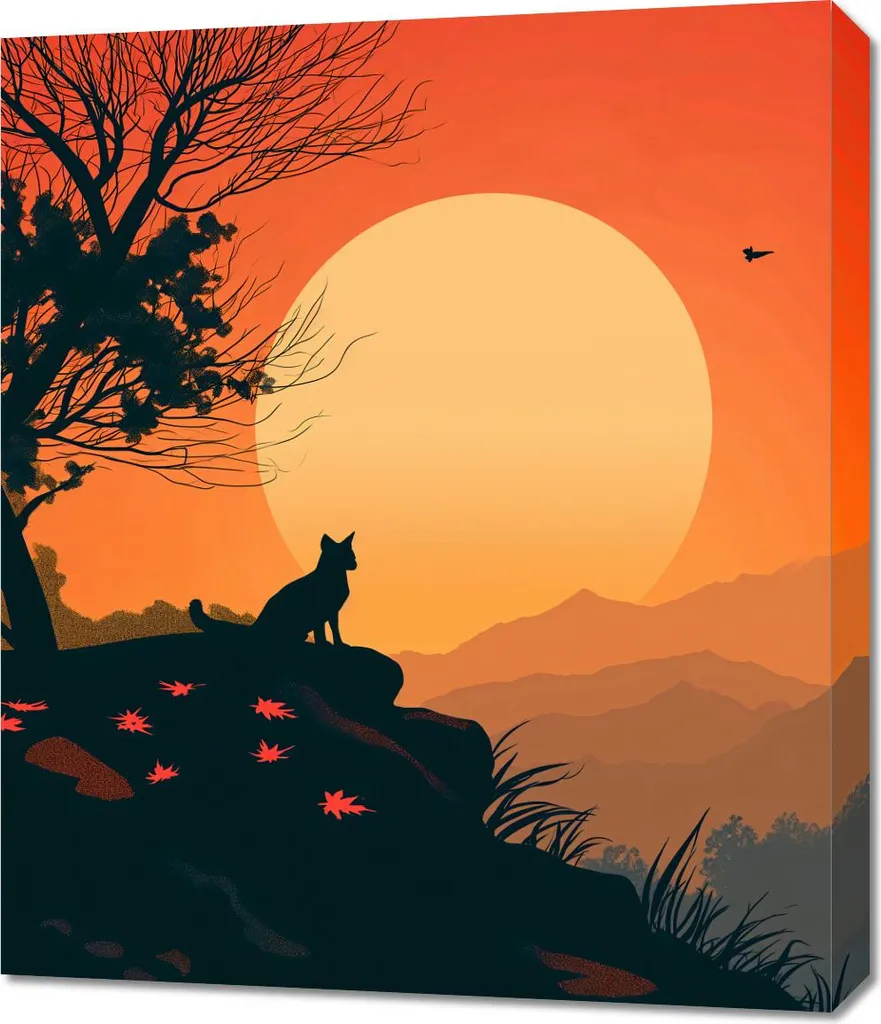 Tableau Colline aux chats 60x70 cm - Affiche murale pour salon et bureau