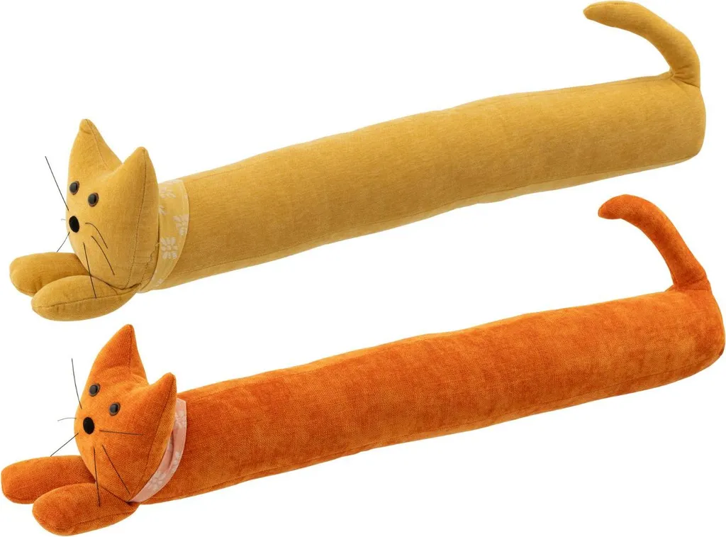 Chat Coupe-courant d'air J-Line Polyester Jaune Orange Style Rustique