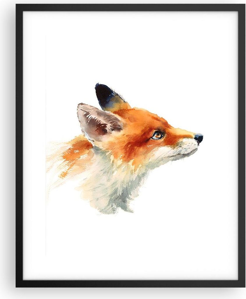Gerahmtes Poster - Schwarzer Rahmen - Fuchs Tier Natur - 40x50 cm - Wand Bild - Wanddeko - Wandbilder - Kunstposter - Wandposter - Bilderrahmen - B...