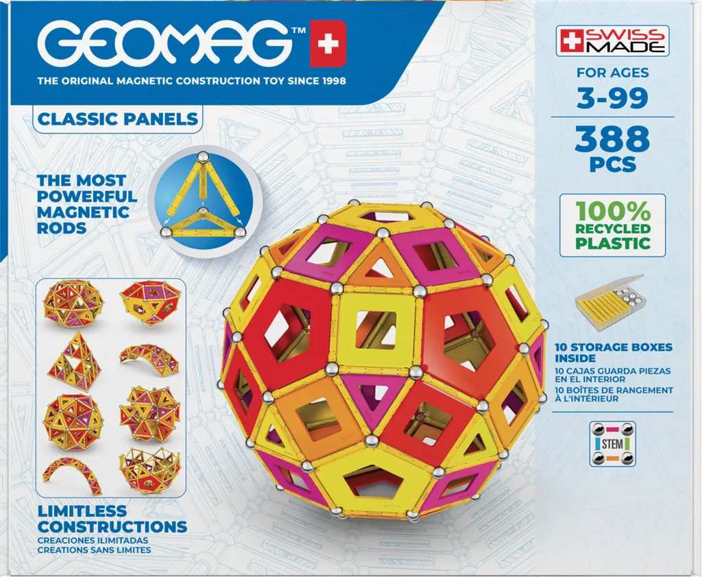 Jeu de Construction Magnétique Geomag Classic Warm Master de 388 Pièces