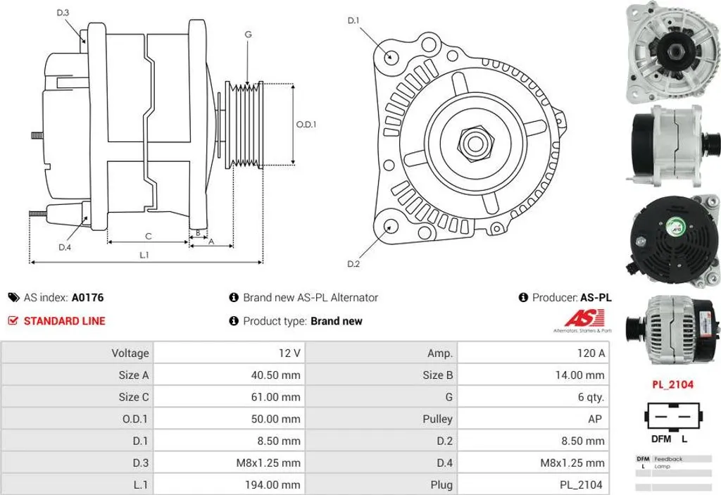 Alternateur moteur pour VW Golf 3 et Ford Galaxy - Qualité OEM 12 Volts