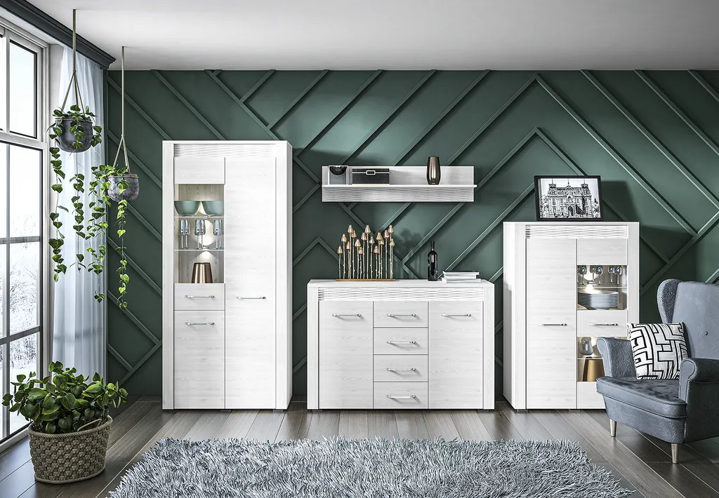 Étagère murale en bois blanc DERIKA - Rangement mural design en pin - 6