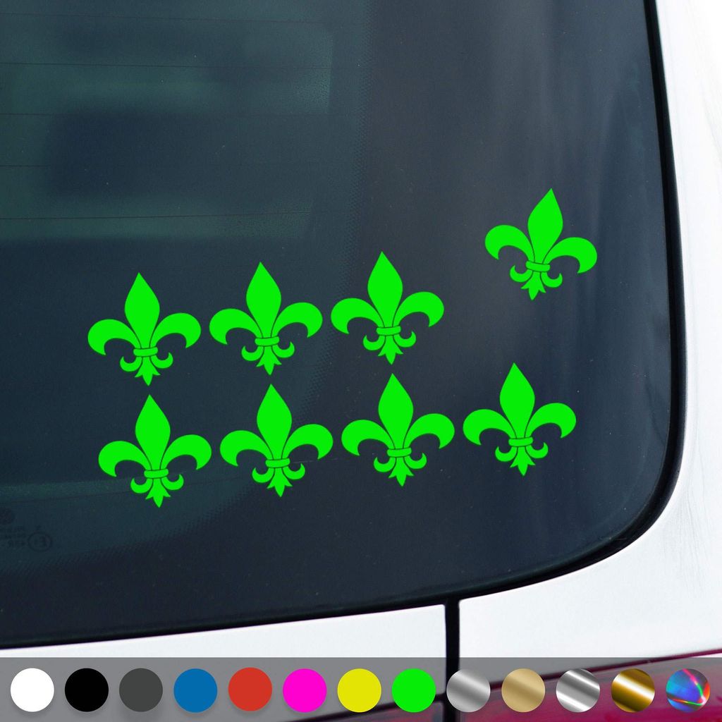 PantherPixel Lilie Aufkleber Set Fleur De Lis Lys Florenz Sticker Auto Geschenkidee Farbe Neon-Grün