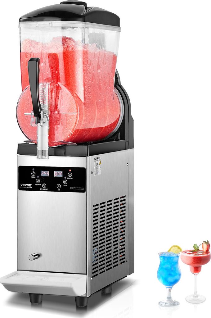 VEVOR kommerzielle Slusheis Maschine 12 L Einzeltank-Maschine für gefrorene Getränke, 48 Tassen Edelstahl Slush-Eismaschine mit elektronischem Ta...