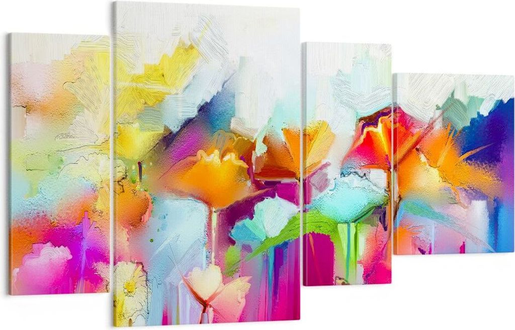 Bild auf Leinwand - Leinwandbild - Blumen Wiese Sommer - 120x70cm - Wand Bild - Wanddeko - Leinwanddruck - Bilder - Kunstdruck - Wanddekoration - L...