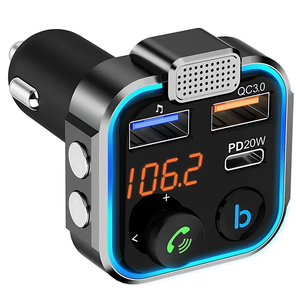 Bluetooth 5.0 Adapter FM Transmitter Auto Kfz Radio Dual USB PD Ladegerät  Type-C