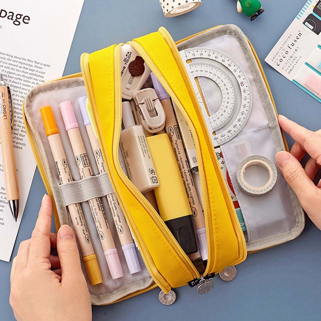 Federmäppchen Mit 3 Fächern - Großes Stifteetui Für Schule, Büro Oder Als Make-up-Tasche