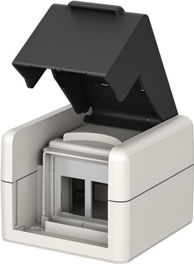 Goobay Outdoor-Aufputzdose, IP44, 2x Keystone-Ports, 180° Kabelführung, klappbarer Deckel