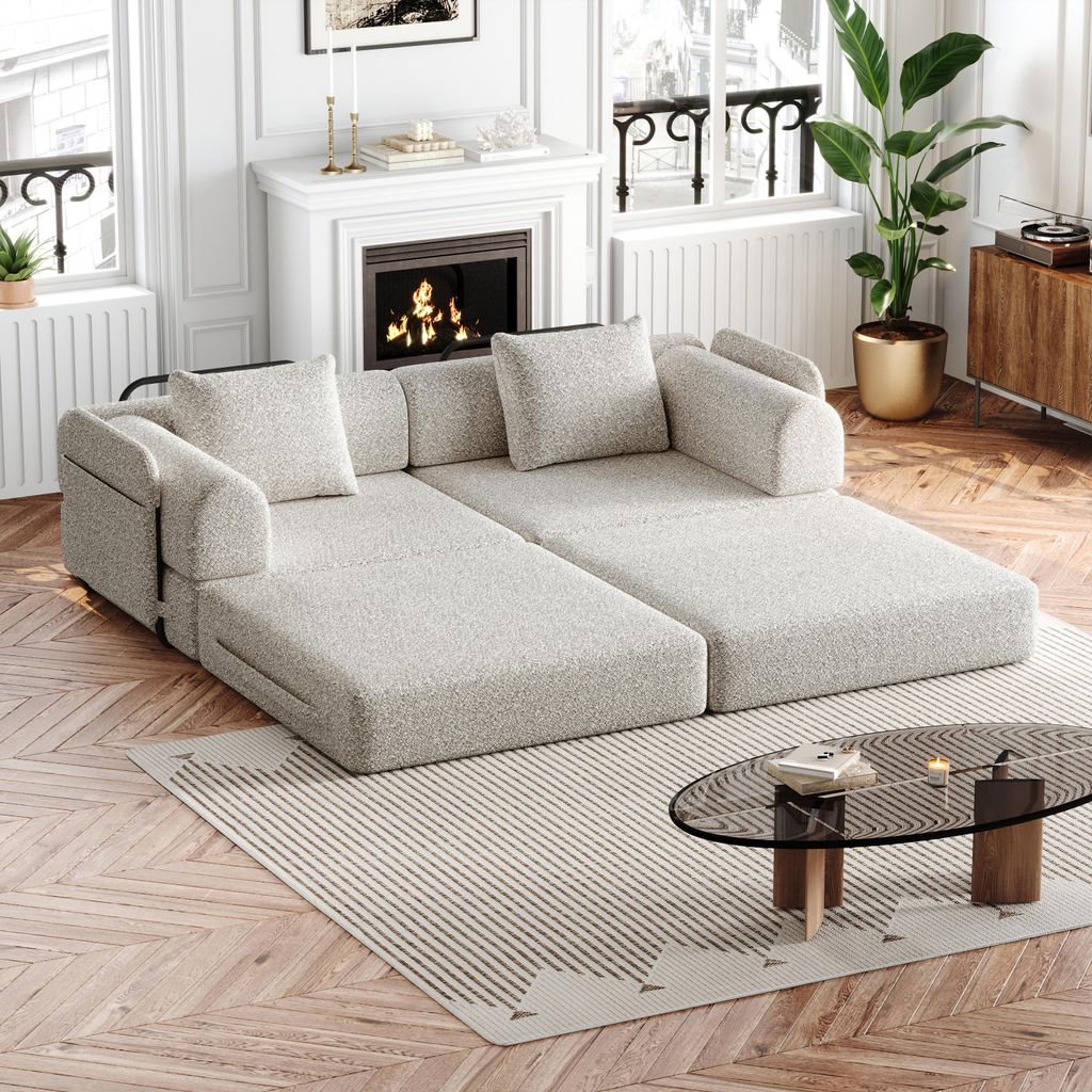 2-teiliges Chenille-Schlafsofa 2-in-1 – mit Staufach in der Produktbild 