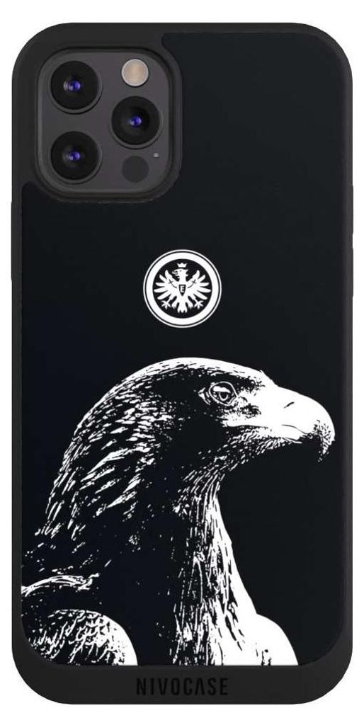 NIVOCASE Handyhülle für Apple iPhone 12 Pro Hülle NIVOpure Case Schwarz Eintracht Frankfurt Offizielles Lizenzprodukt Attila