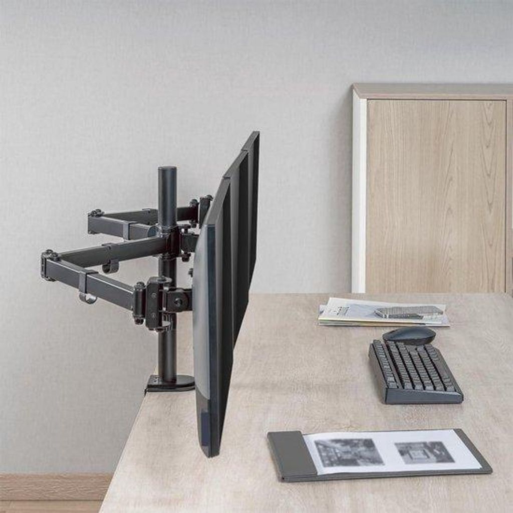 3-Monitore-Tray für Aluminium-Arbeitsplätze mit 17-27-Zoll-Bildschirmen - Verstellbarer Monitor-Arm mit 658 mm Länge
