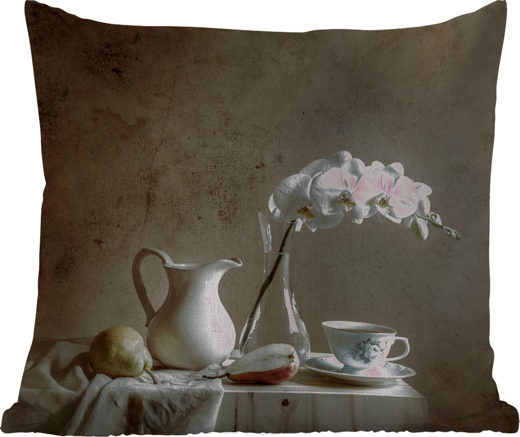 MuchoWow Outdoor Kissen - Stilleben - Obst - Krug - 60x60 cm - Wetterfest - Lounge Kissen - Dekoration - Schlaf Kissen