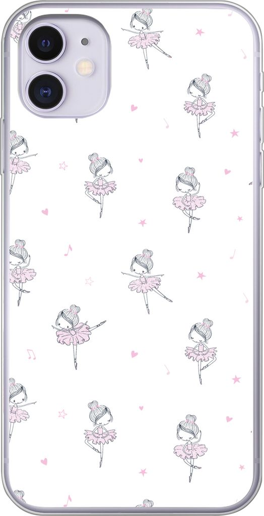 MuchoWow Handyhülle Schutzhülle Hülle für Telefoonhoesje iPhone 11 Mädchen - Ballett - Rosa - Muster - Mädchen - Kinder - Kinder Silikon So...
