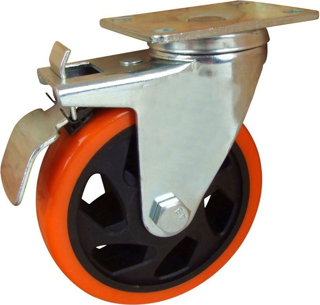 BURI Transportrollen 125mm Lenkrolle Schwerlastrollen Bockrollen Möbelrolle Bremse, Ausführung:Transportrolle lenkbar mit Bremse