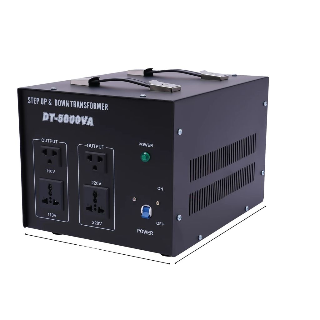 5000 Watt Step-Up- und Step-Down-Transformator, wählbare Eingangs-Spannung, kompaktes Design, schwarz