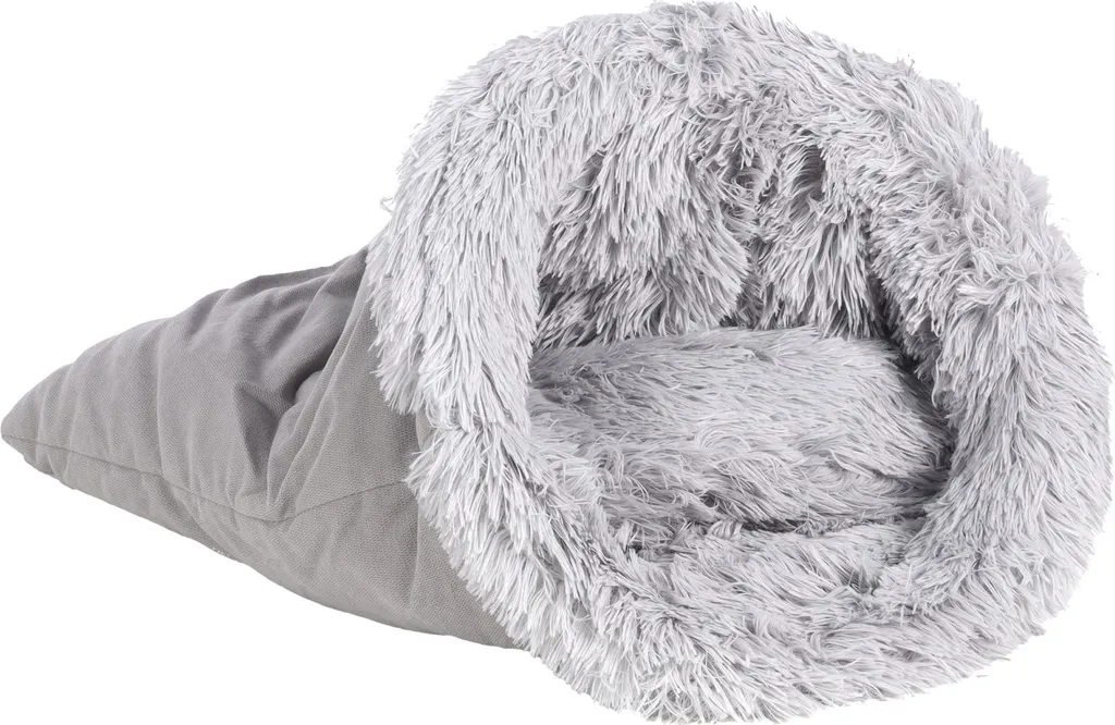 Niche sac de couchage pour chat en peluche - Couchage chaud et doux