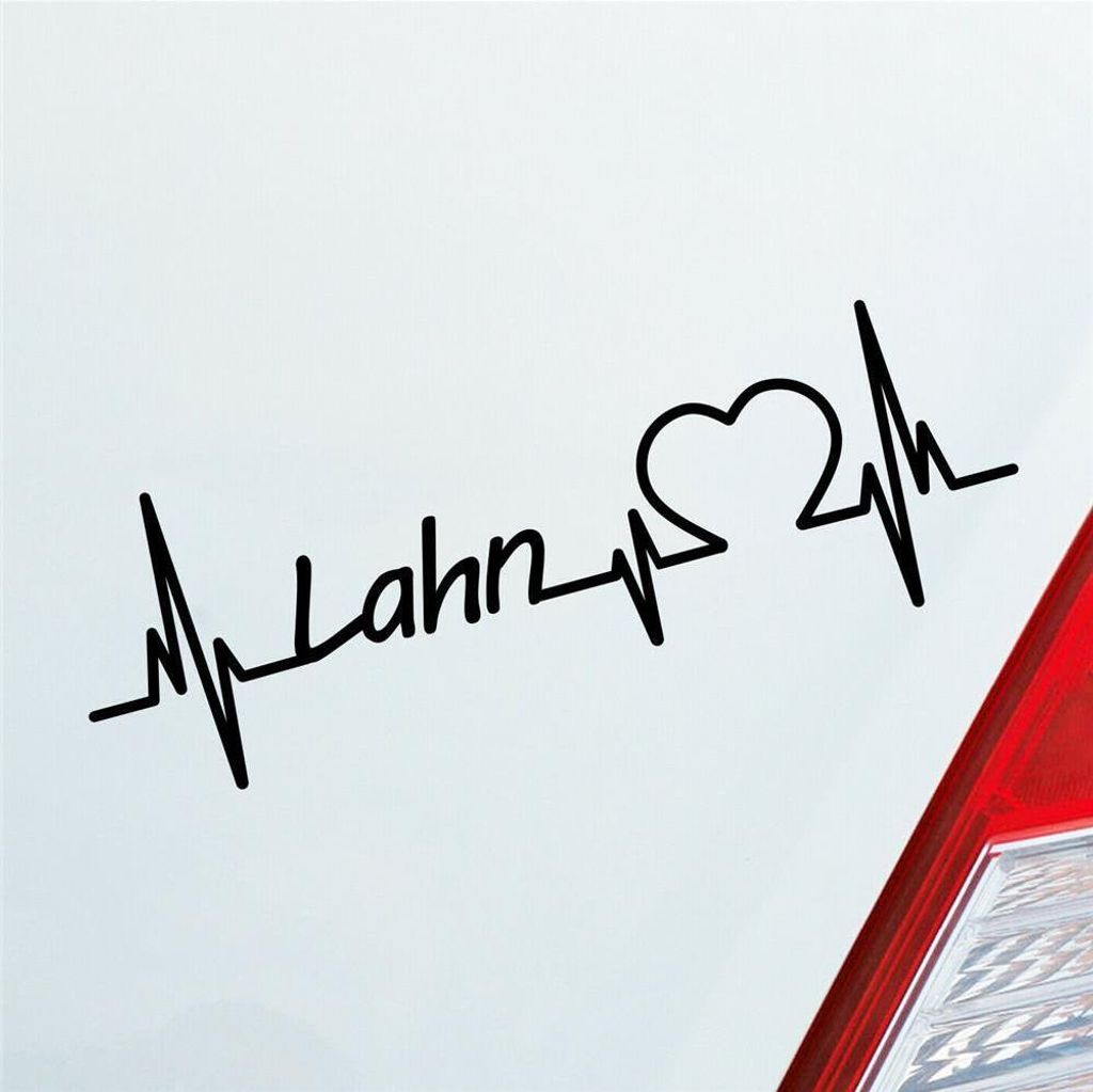 Auto Aufkleber Lahn Herz Herzschlag 19x6 cm Schwarz Glanz Sticker Heckscheibenaufkleber