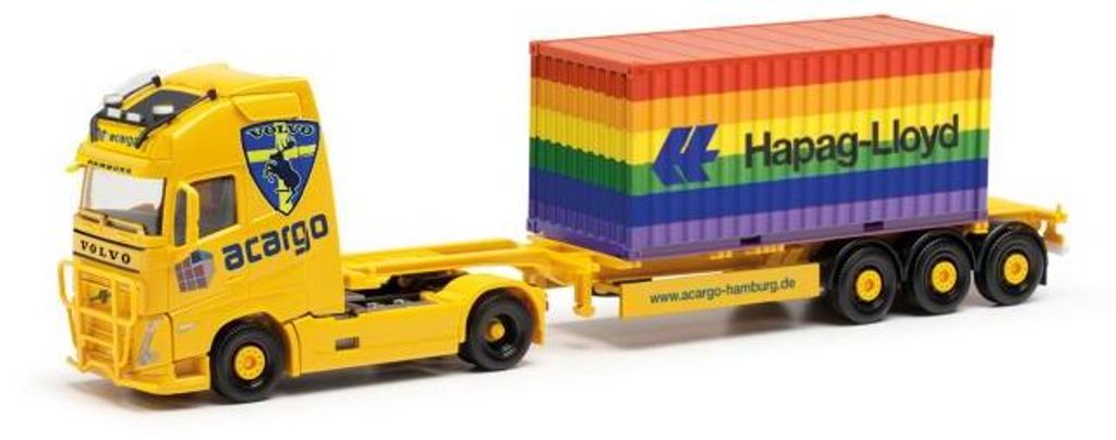 Herpa LKW Volvo FH4 Glob/Aerop. XL Cont-SZ acargo Hapag-Lloyd Rainbow 317436