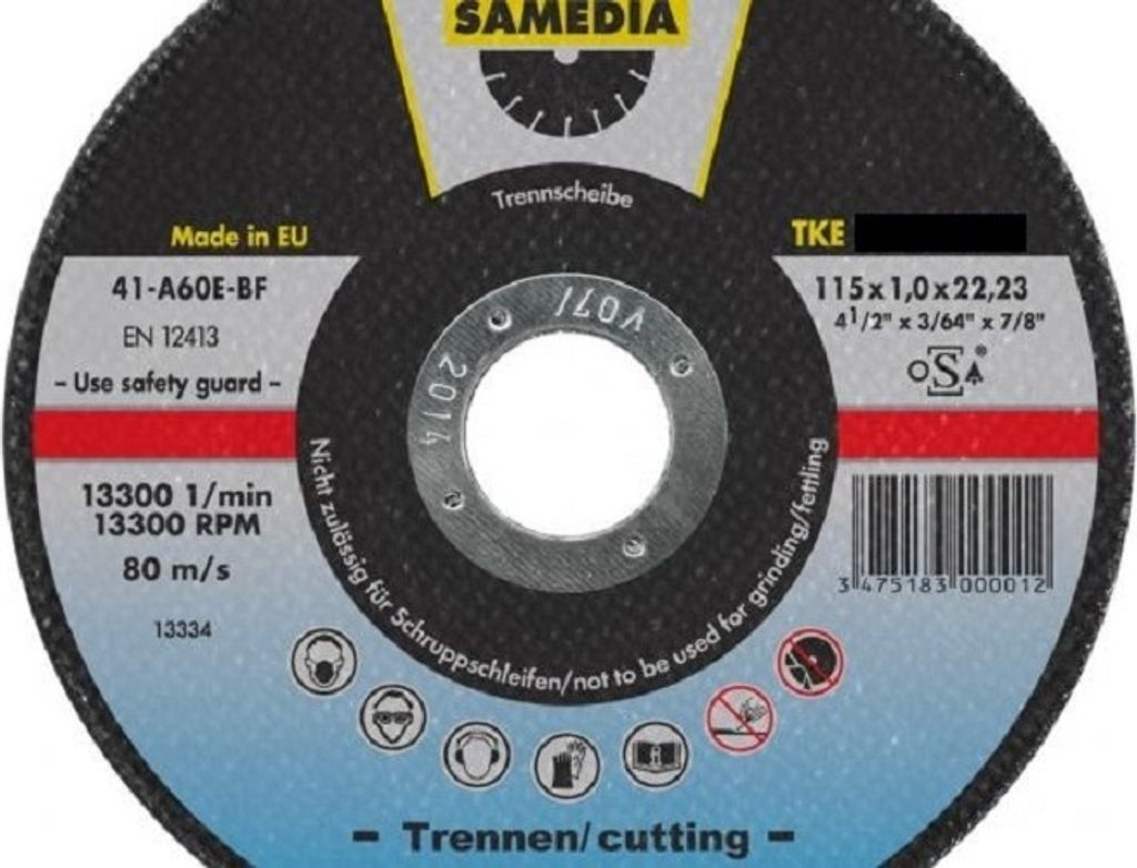 Samedia TKE Korund-Trennscheibe INOX 115 x 1,0 mm / 10 Stück in Metalldose