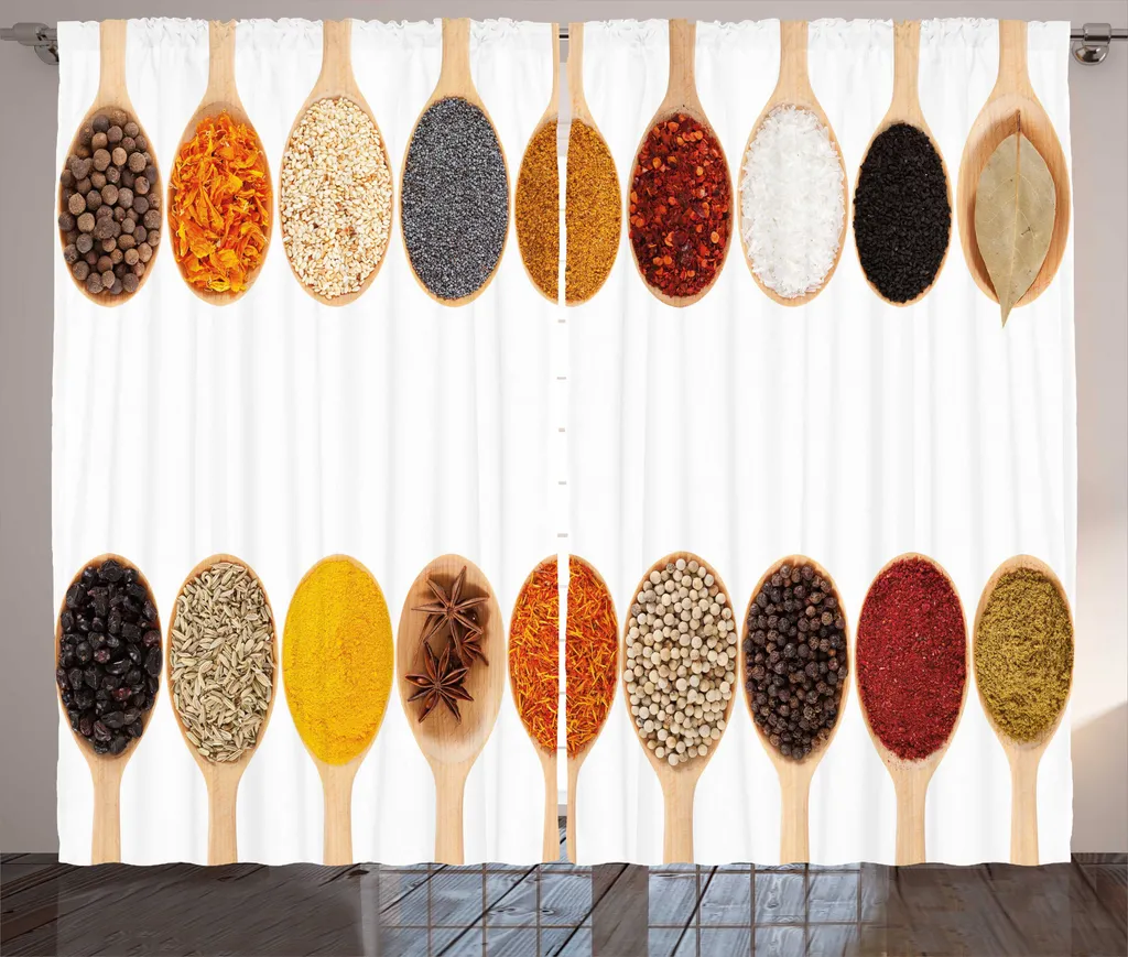 Rideaux à boucles et crochets décor épices multicolores 280 x 225 cm