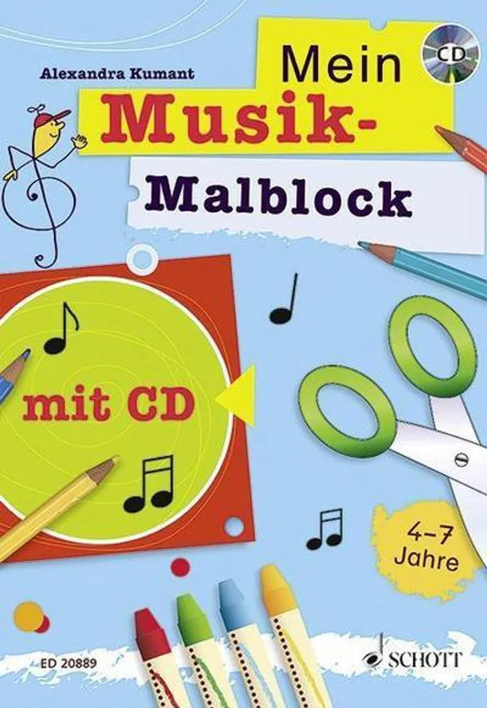 Cahier de dessin musical Mein Musikmalblock avec 50 feuilles blanches