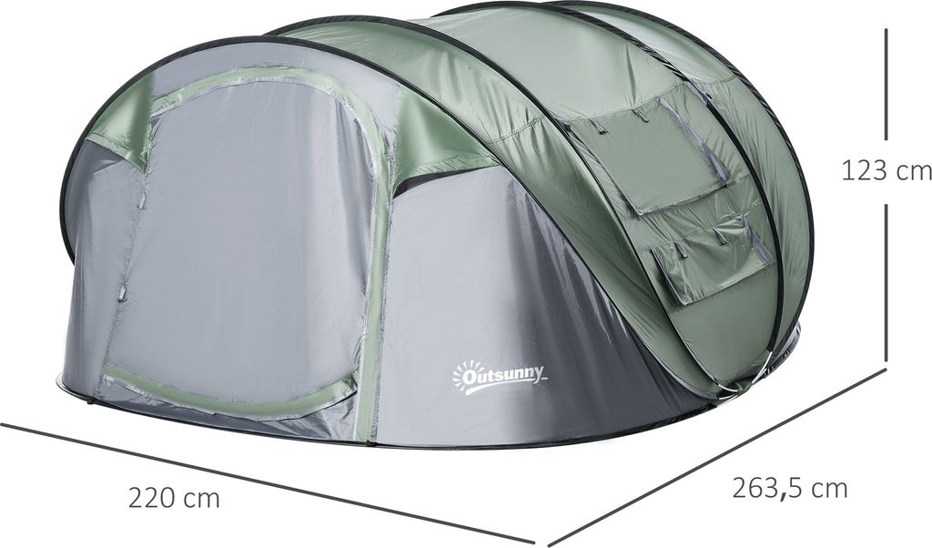 Outsunny Zelt für 4-5 Personen Campingzelt mit Heringen Produktbild 4
