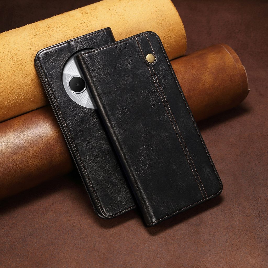 Leder Hülle Für Xiaomi Redmi 14C – Mit Displayschutzfolie, Kartenfächern & Magnetverschluss