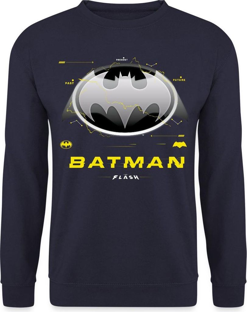 Spreadshirt The Flash Klassisches Batman Logo In Grau Uni Pullover, S, Navy