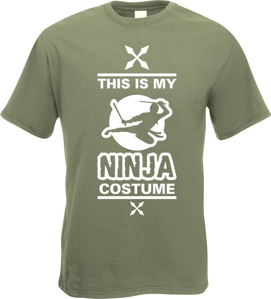 Kiwistar - T-Shirt - Olive - This is My Ninja Costume Motiv Bedruckt Funshirt Design Print - mit Motiv Bedruckt - Funshirt Design - Sport - Freizei...