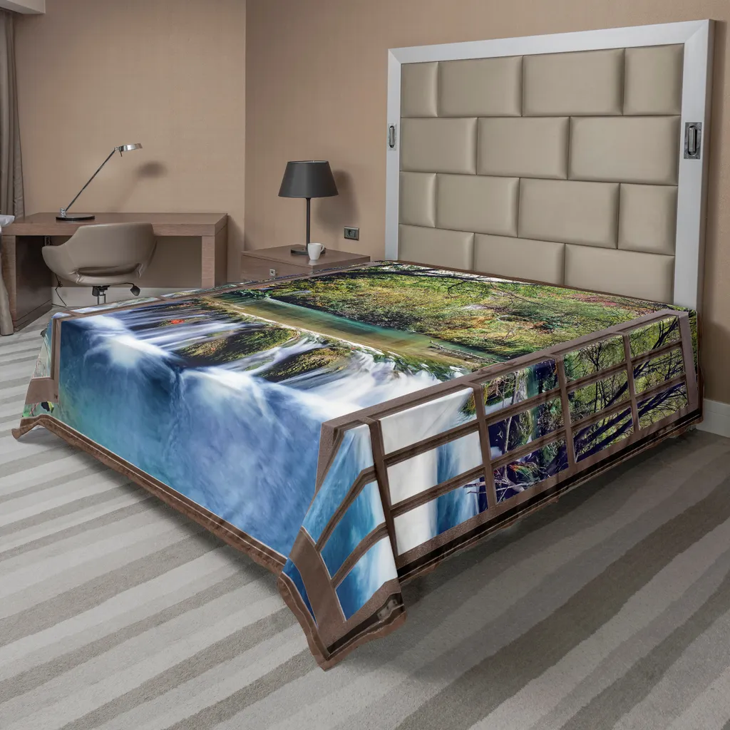 Drap de lit ABAKUHAUS Waterfall forêt surréaliste décoratif 244x205 cm