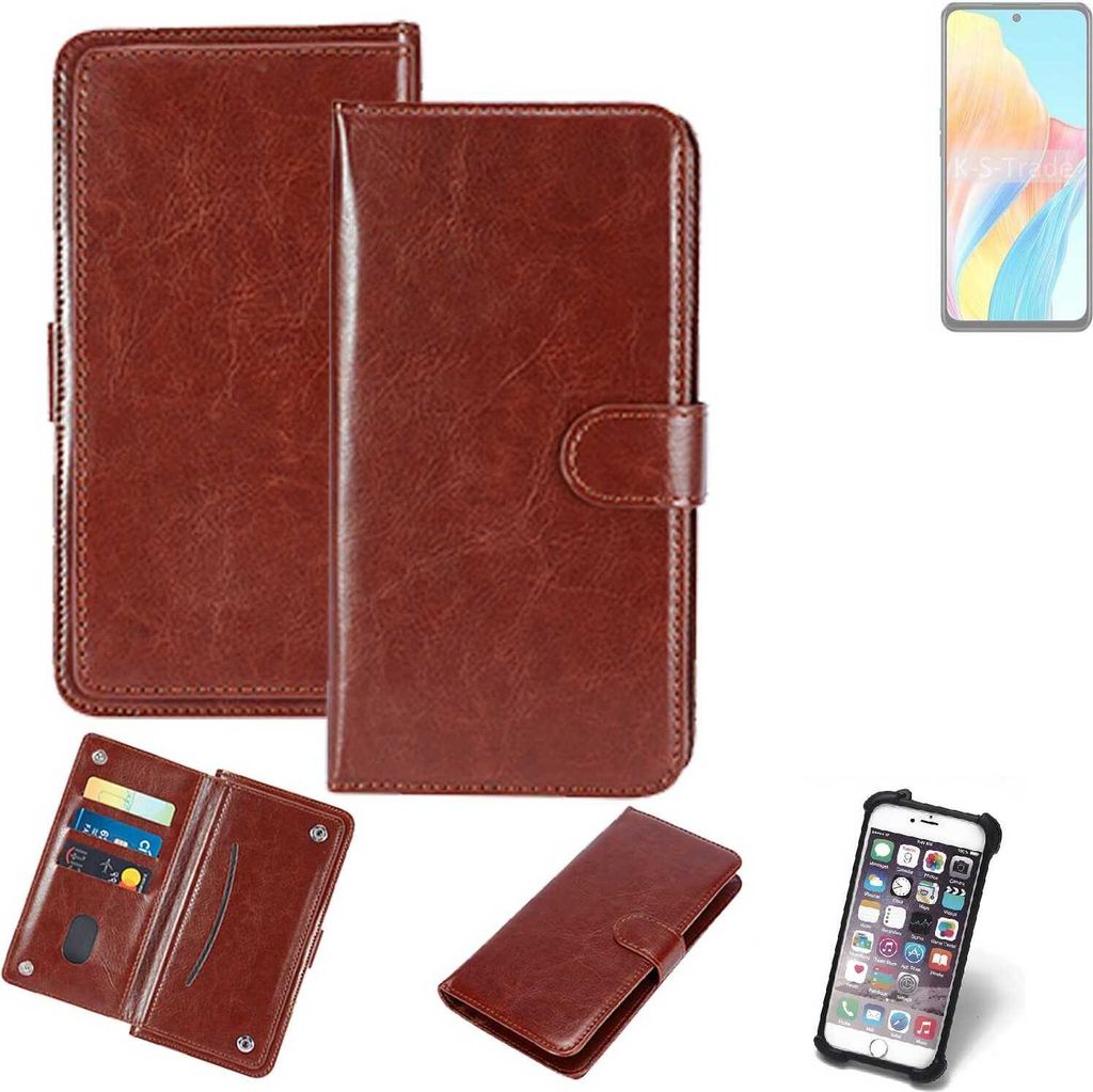 K-S-Trade 360° Hülle kompatibel mit Oppo A1s 5G braun Kunstleder Case BookCase WalletCase Kunstlederederhülle Handyhülle, Rundumschutz Bumper (1x)