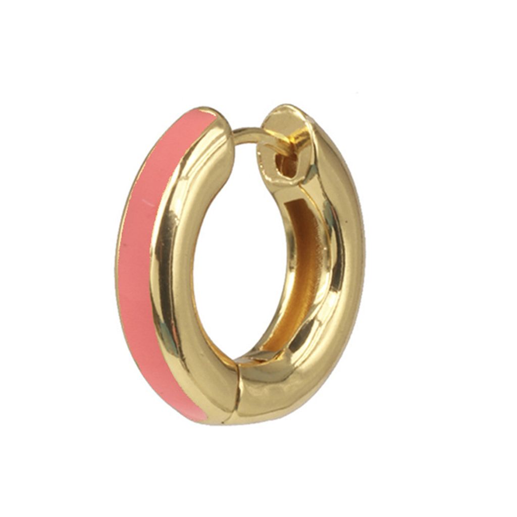 1 Stück Mode Frauen Emaille Runde Huggie Ohrring Piercing Schmuck Weihnachtsgeschenk-Rosa