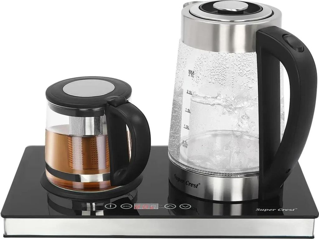 Wasserkocher aus Glas - Elektrischer Wasserkocher - Temperaturregelung - 3 l - Warmhaltefunktion - LCD-Display - Touch und Tasten - EU-Stecker - Sc...