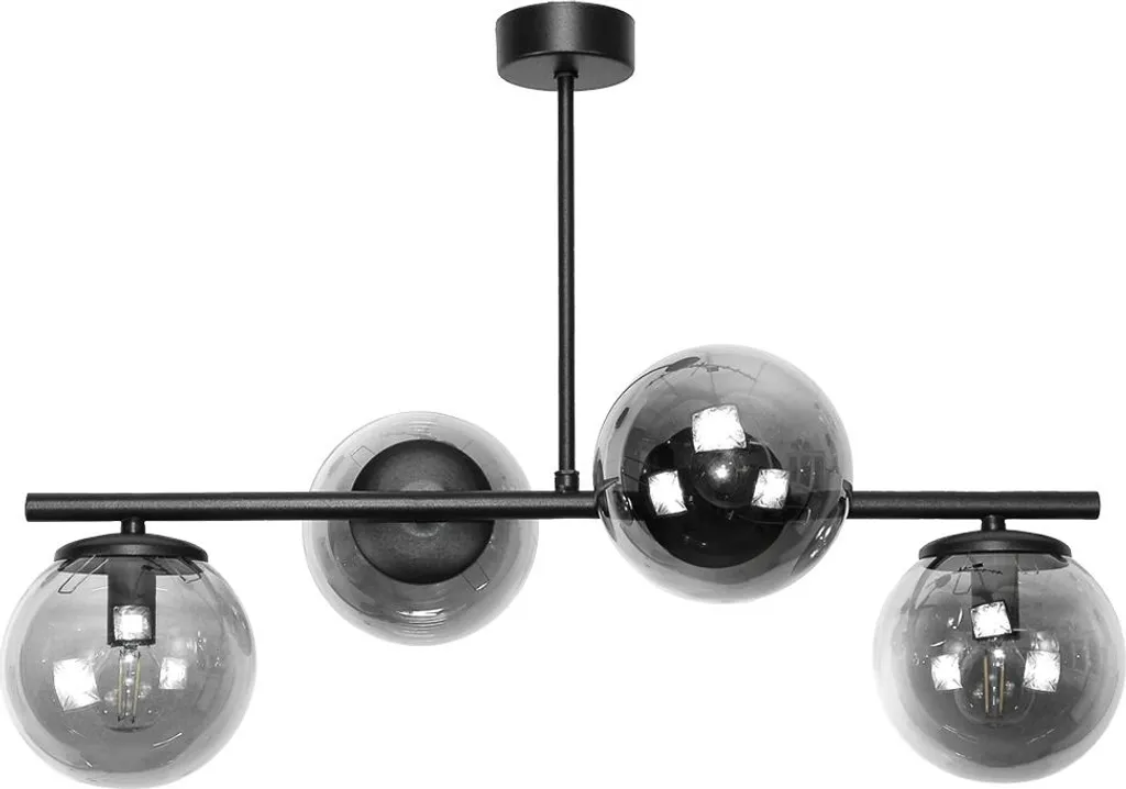 Plafonnier LED Design en Verre Graphite et Titane Noir, Douilles E14