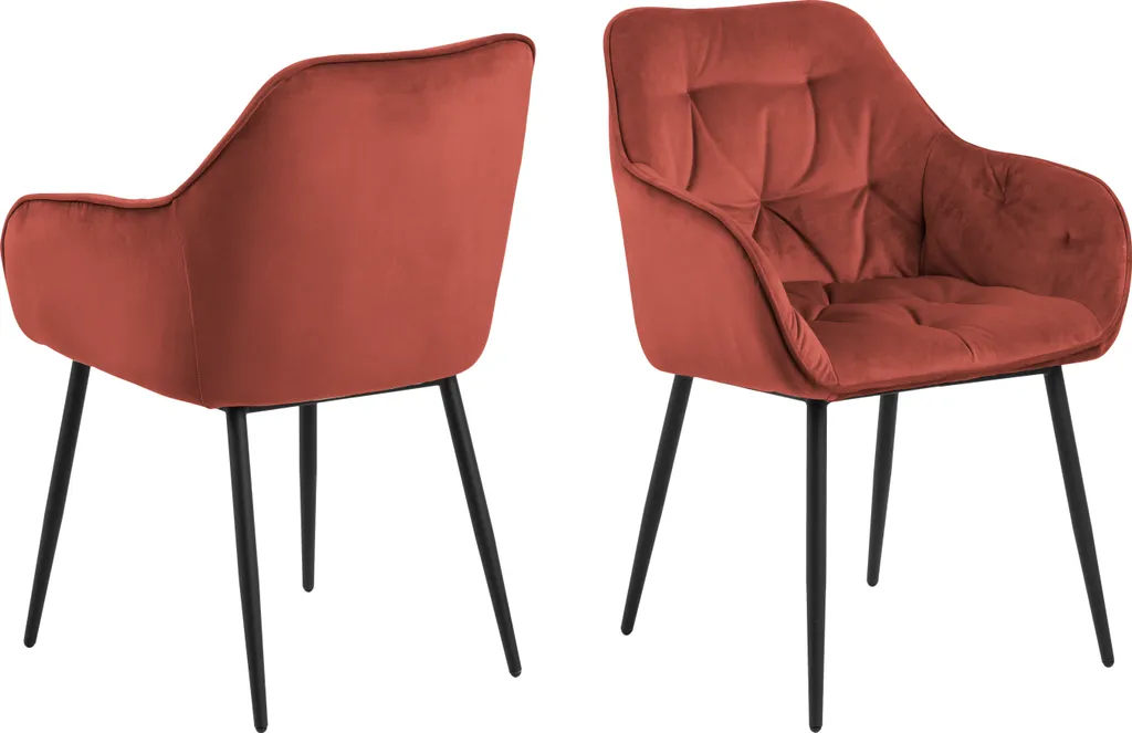 Chaise de salle à manger avec accoudoirs Bruks rouge brique moderne