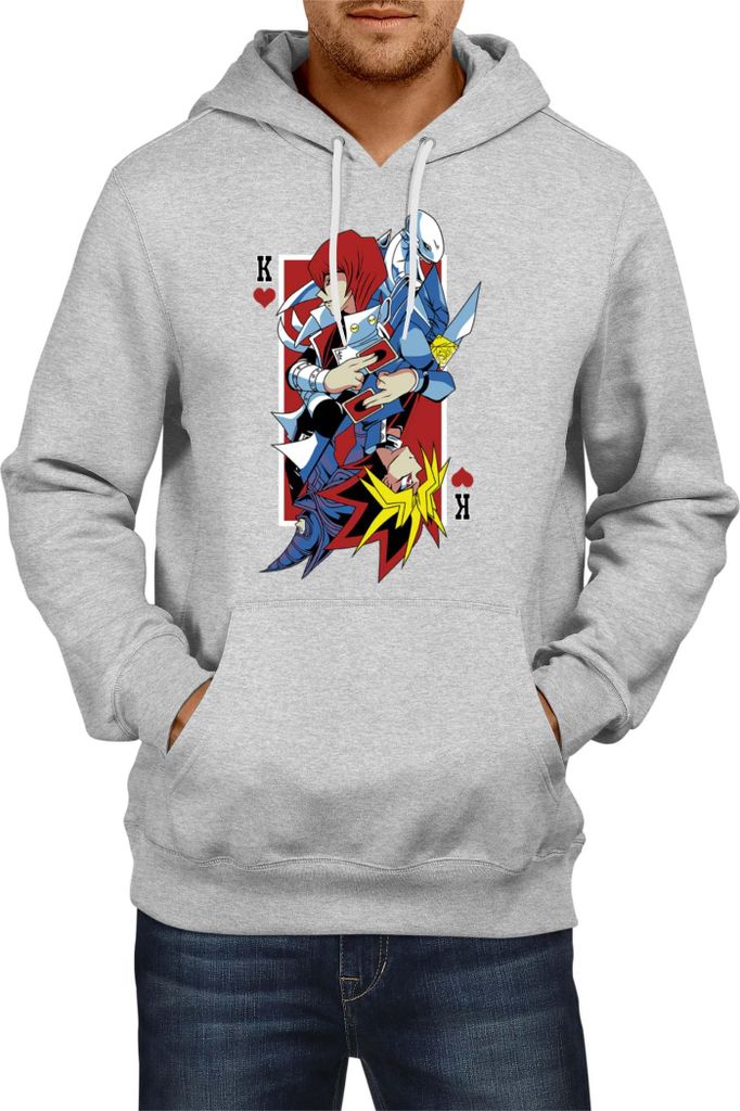 Herren Kapuzenpullover Japan Manga Anime Comics Yu Gi 018, Man XL / Grau