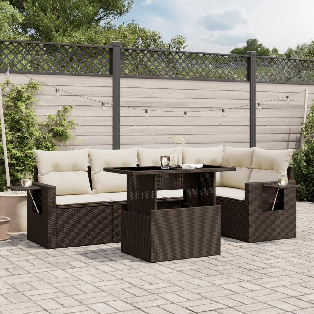 Maison Exclusive - 6-tlg. Garten-Sofagarnitur mit Kissen Braun Poly Rattan