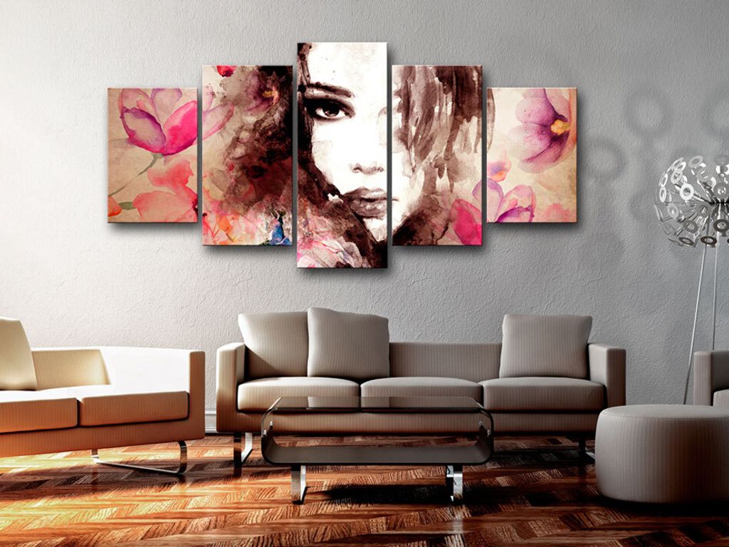 Akustikbild Frau Gesicht 200x100 cm Bilder Akustikschaum Hochleistungsschallabsorber Schallschutz Leinwand 5 tlg Wandbild Raumakustik Schalldämmun...