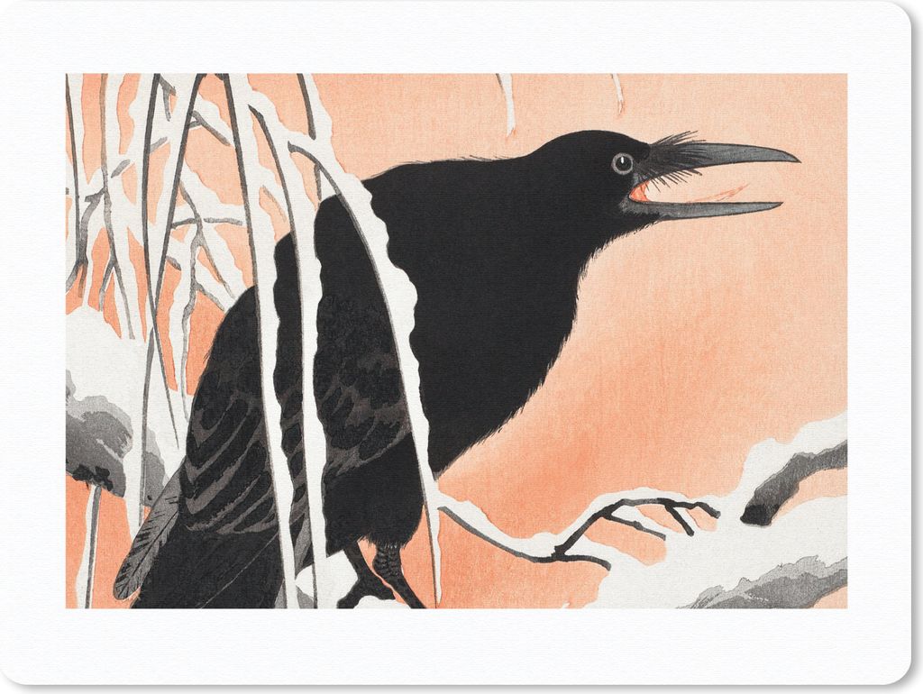 MuchoWow Mauspad Mousepad Vogel - Zweig - Japanisches Design 40x30 cm - Mousepads - Maus Mat - Pad - Mausunterlage - Anti Rutsch