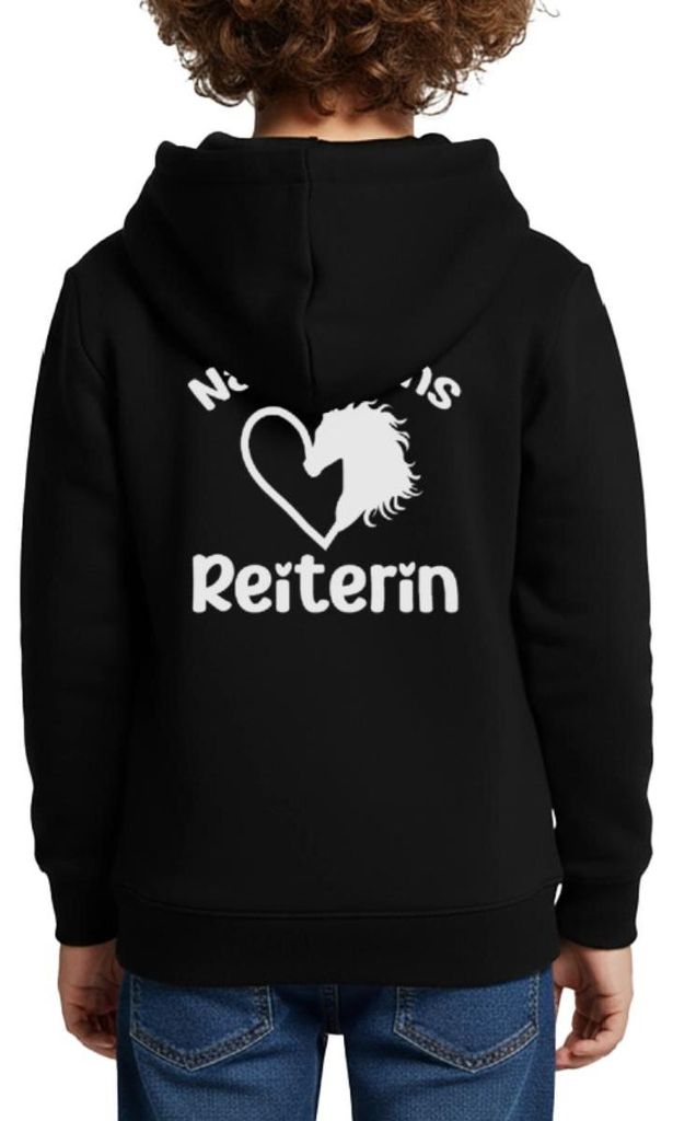 Spreadshirt Nachwuchs Reiterin | Pferdeliebe Mädchen Kinder Premium Hoodie, 110/116 (4 Jahre), Schwarz