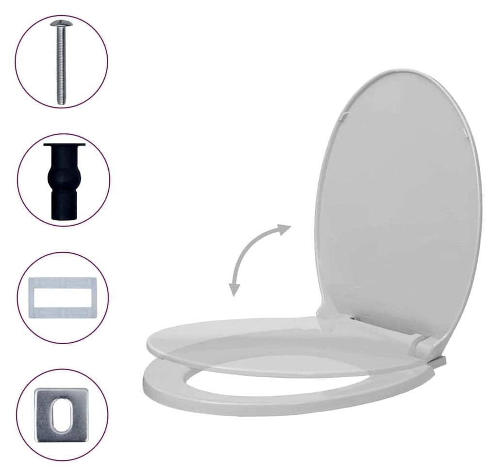 WC-Sitz oval mit Absenkautomatik und Schnellverschluss in hellgrau